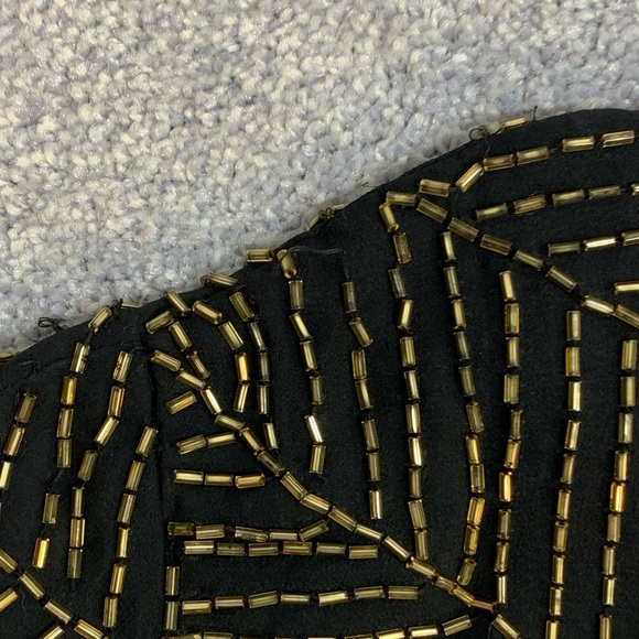 Vintage A.J. Barri Silk Gold Beaded Dress Size 10 - Picture 5 of 6